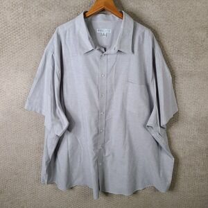 Kings Court Shirt Mens 22 Big Gray Short Sleeve Button Down Cotton Blend Casual